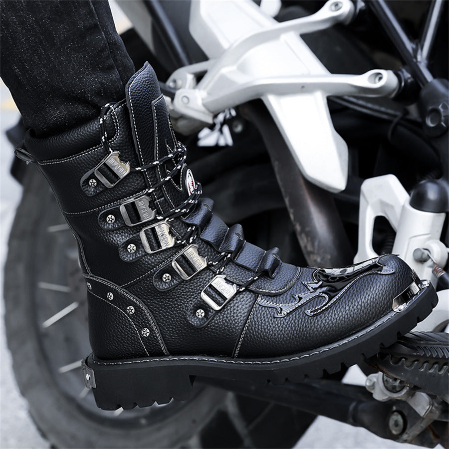 Men's High Top British Style Tooling Knight Leather Shoes