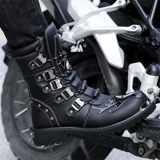 Men's High Top British Style Tooling Knight Leather Shoes