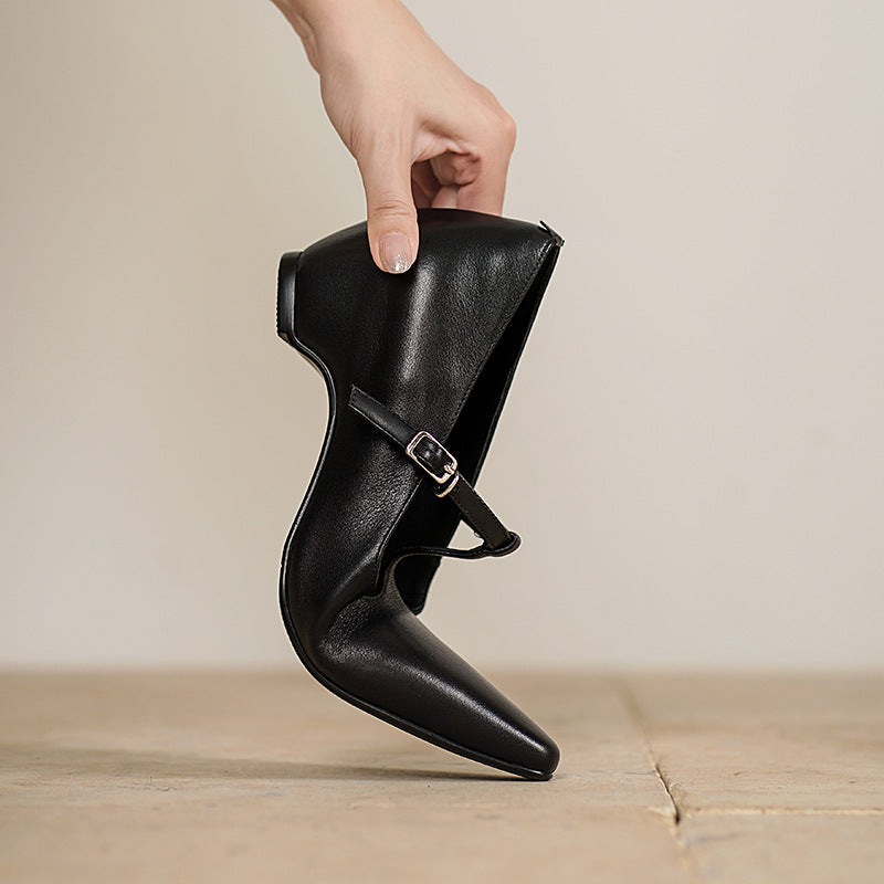 Women's High-grade Spring Handmade Soft Sheepskin Shallow Mouth Pumps Men's Shoes