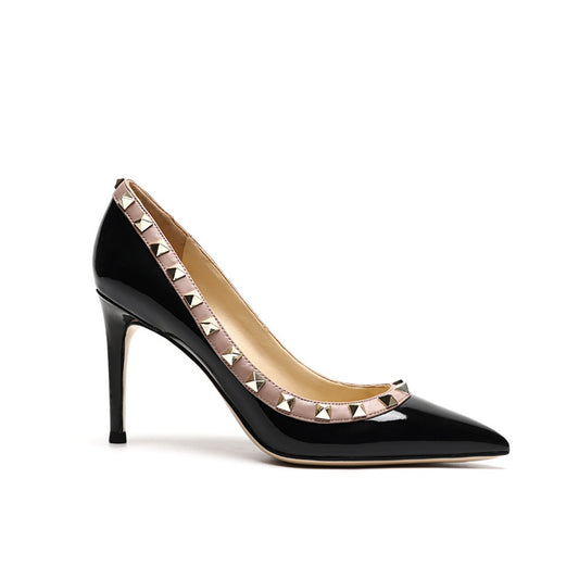 Rivet High Female Stiletto Sexy Temperament Pointed V Home Heels