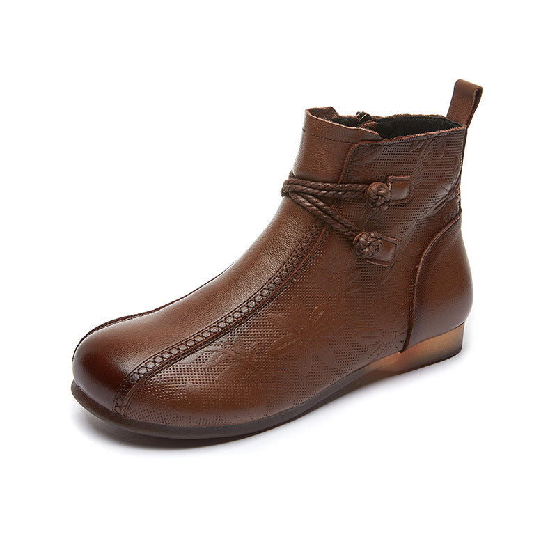 Women's First Layer Cowhide Beef Tendon Soft Bottom Short Women's Leather Boots