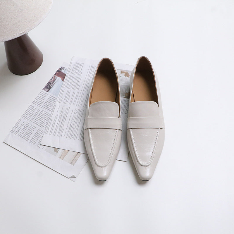 Women's Basic Simple Uniform Genuine Pumps Leather Shoes