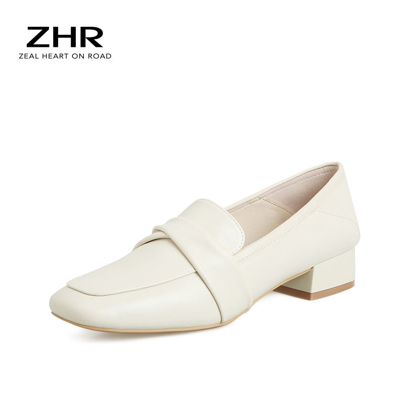 Women's Chunky Pumps Summer British Style Square Toe One Women's Fashion Shoes