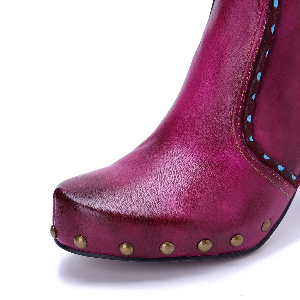 Women's Export Handmade Genuine Polished Fashion Side Women's Leather Boots