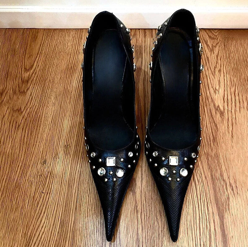 Women's Hot Style Pointed High Spring Punk Rivet Heels
