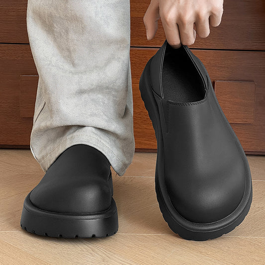 Mouth Pumps Fashion Slip-on Thick Bottom Leather Shoes