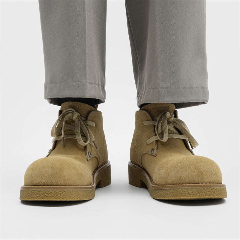 Men's Derby Thick-soled High-rise Suede Round Toe Design Versatile Leisure Men's Martin Boots