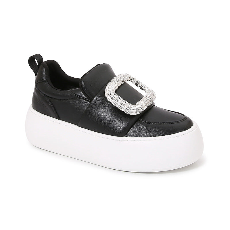 Drill Buckle Square Bread Genuine Platform Sports Casual Shoes