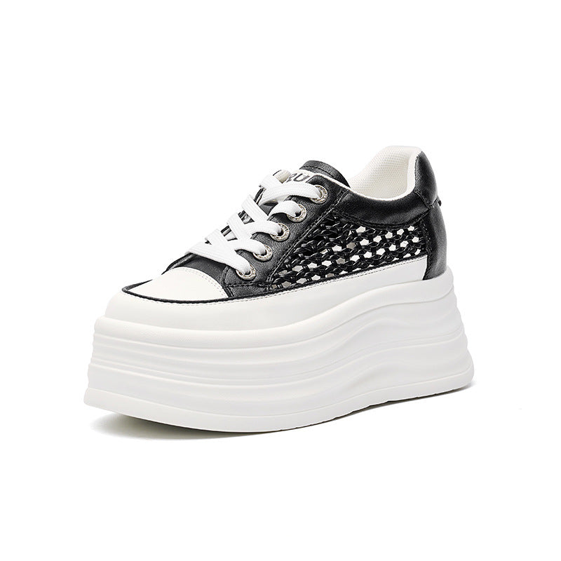 Women's Platform White Summer Weaving Hollow Versatile Women's Casual Shoes