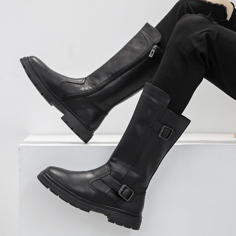 Men's Top Martin Genuine Knee-high Knight Long Thick Men's Leather Boots