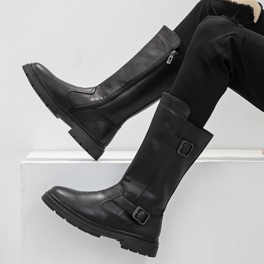 Men's Top Martin Genuine Knee-high Knight Long Thick Men's Leather Boots