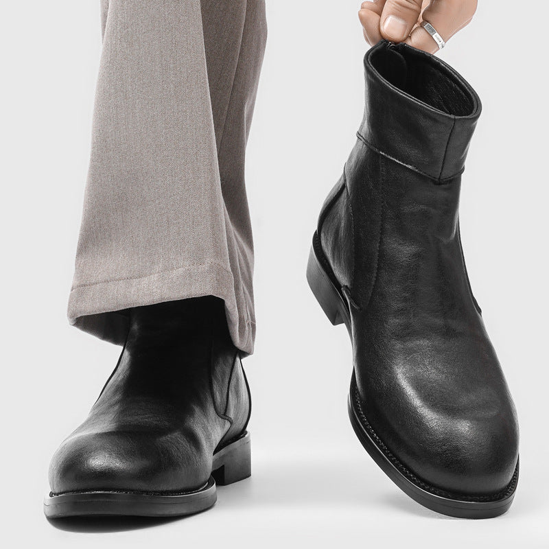 Men's Slip-on Chelsea Retro Trendy Back Zipper Boots