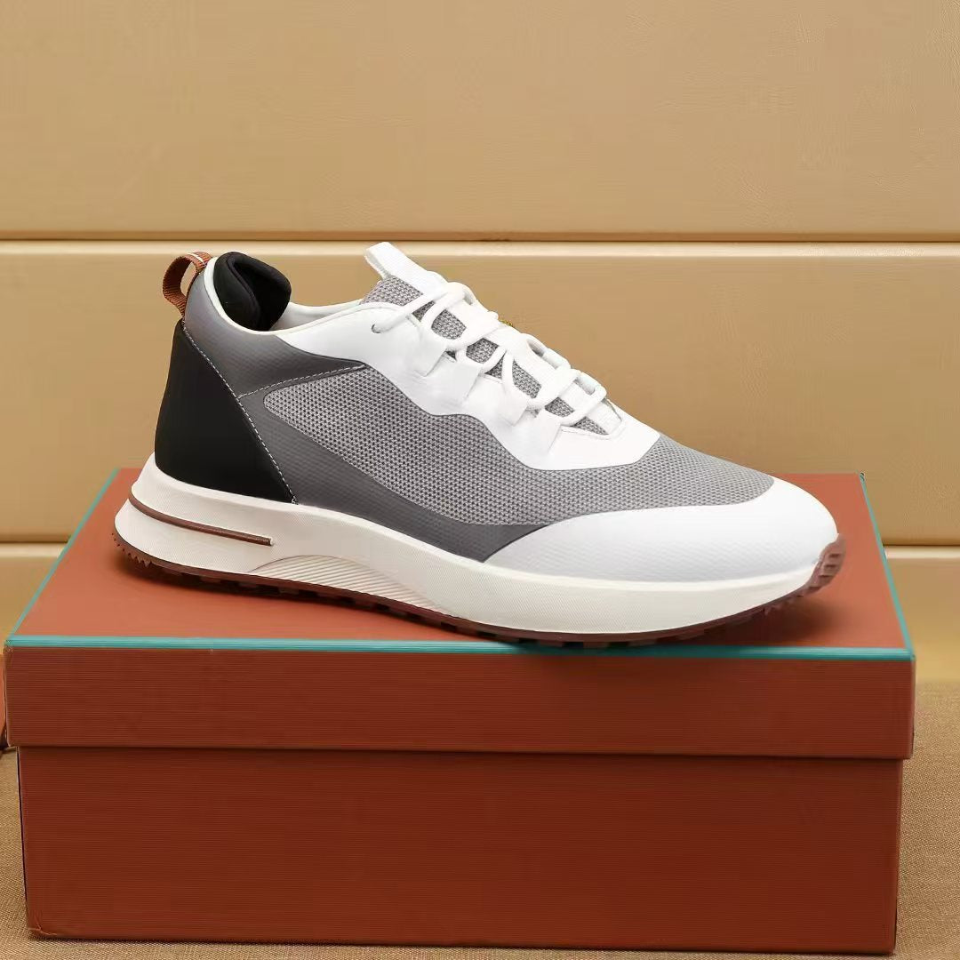 Men's Woven Breathable Cowhide Stitching Pumps Comfortable Men's Sports Shoes