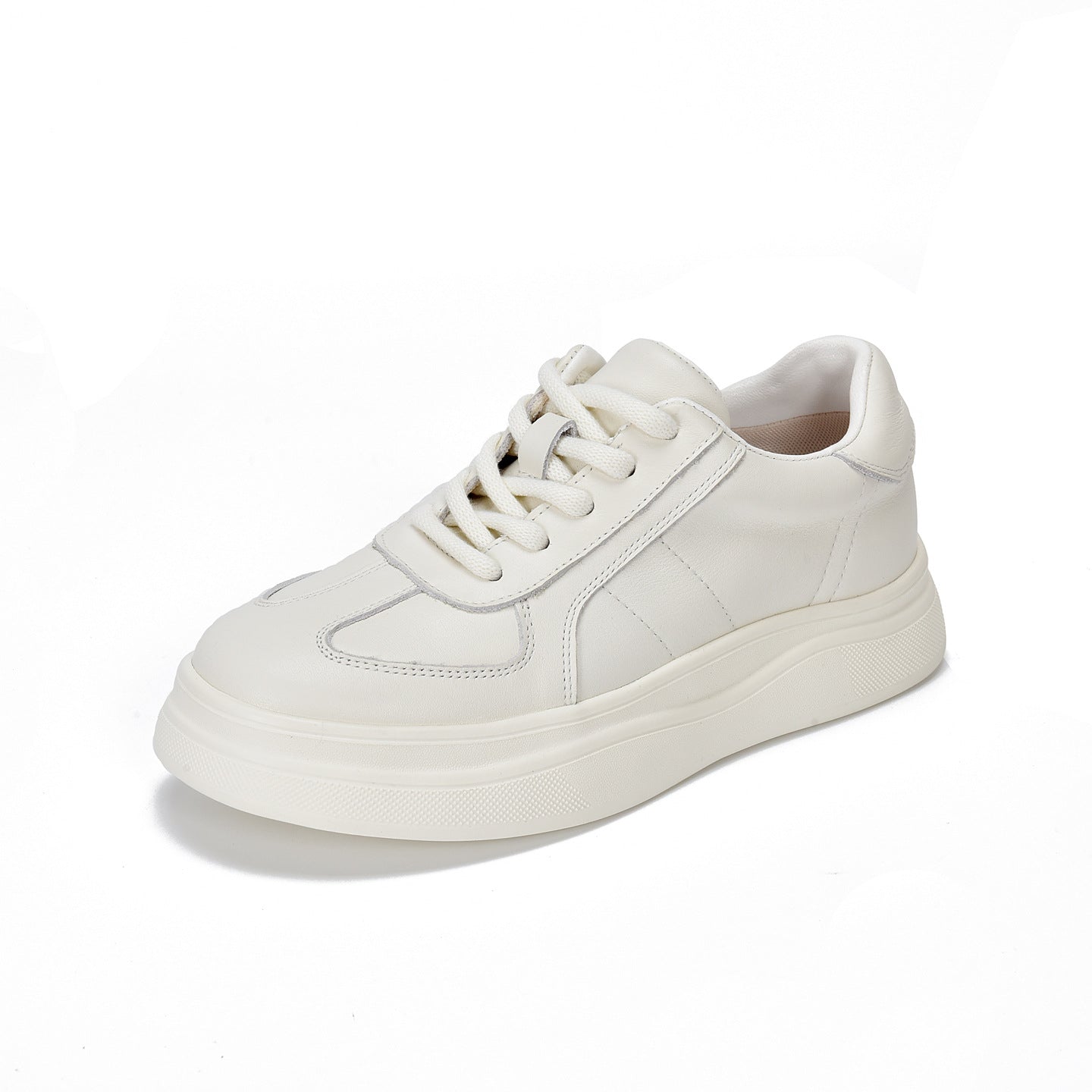 Women's Layer Cowhide White Lightweight Platform Pumps Spring Sports Casual Shoes