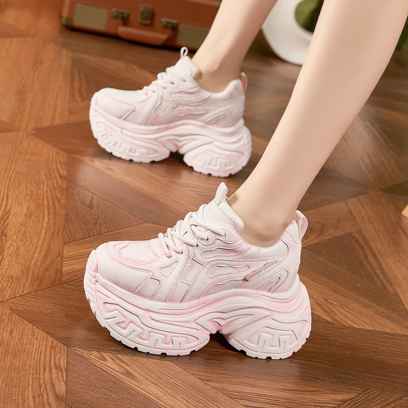 Women's Platform Dad Spring Fashionable Retro Height Increasing Women's Sports Shoes