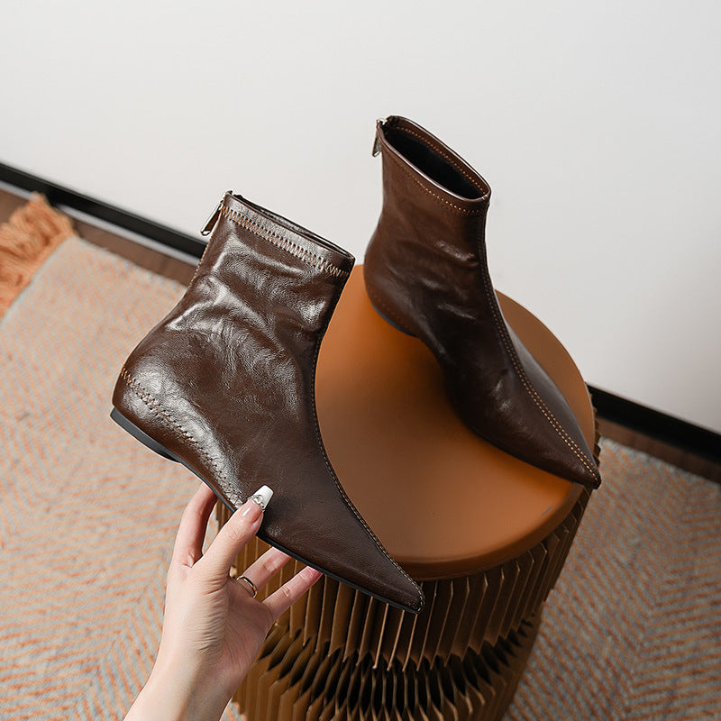 Women's Bootie Slimming Versatile Height Increasing Insole Low Women's Leather Boots