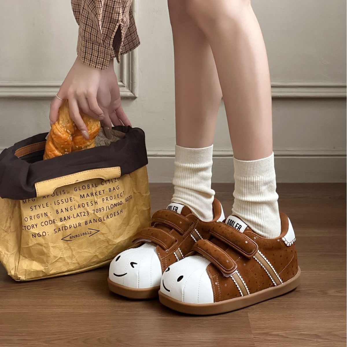 Height Increasing Insole Velcro Bread Leisure Women's Sports Shoes
