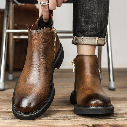 Men's Chelsea Business British Vintage Side Zipper Men's Martin Boots