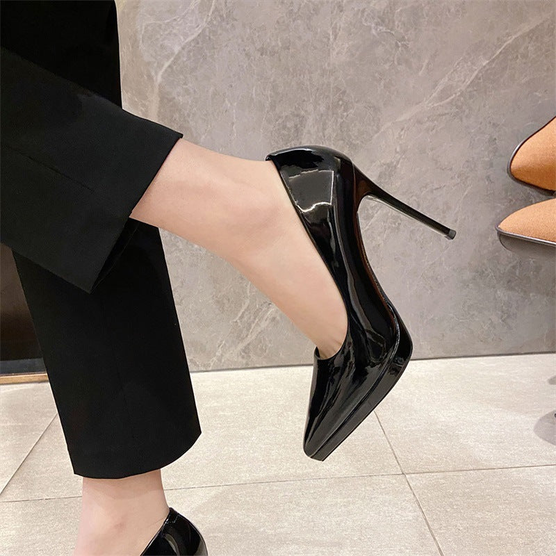 Women's For Sexy Temperament Waterproof Platform Solid Color Heels