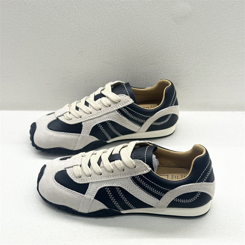 Women's Apricot Training Autumn Genuine Platform Thin Lightweight Sneakers