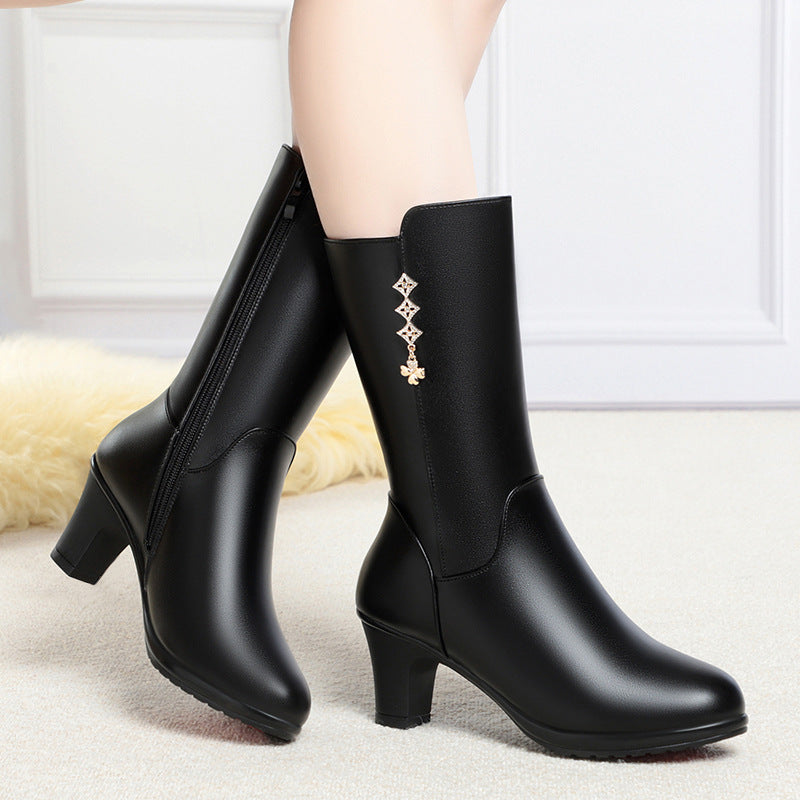 Mother Riding Female Fleece-lined Buskin Soft Boots
