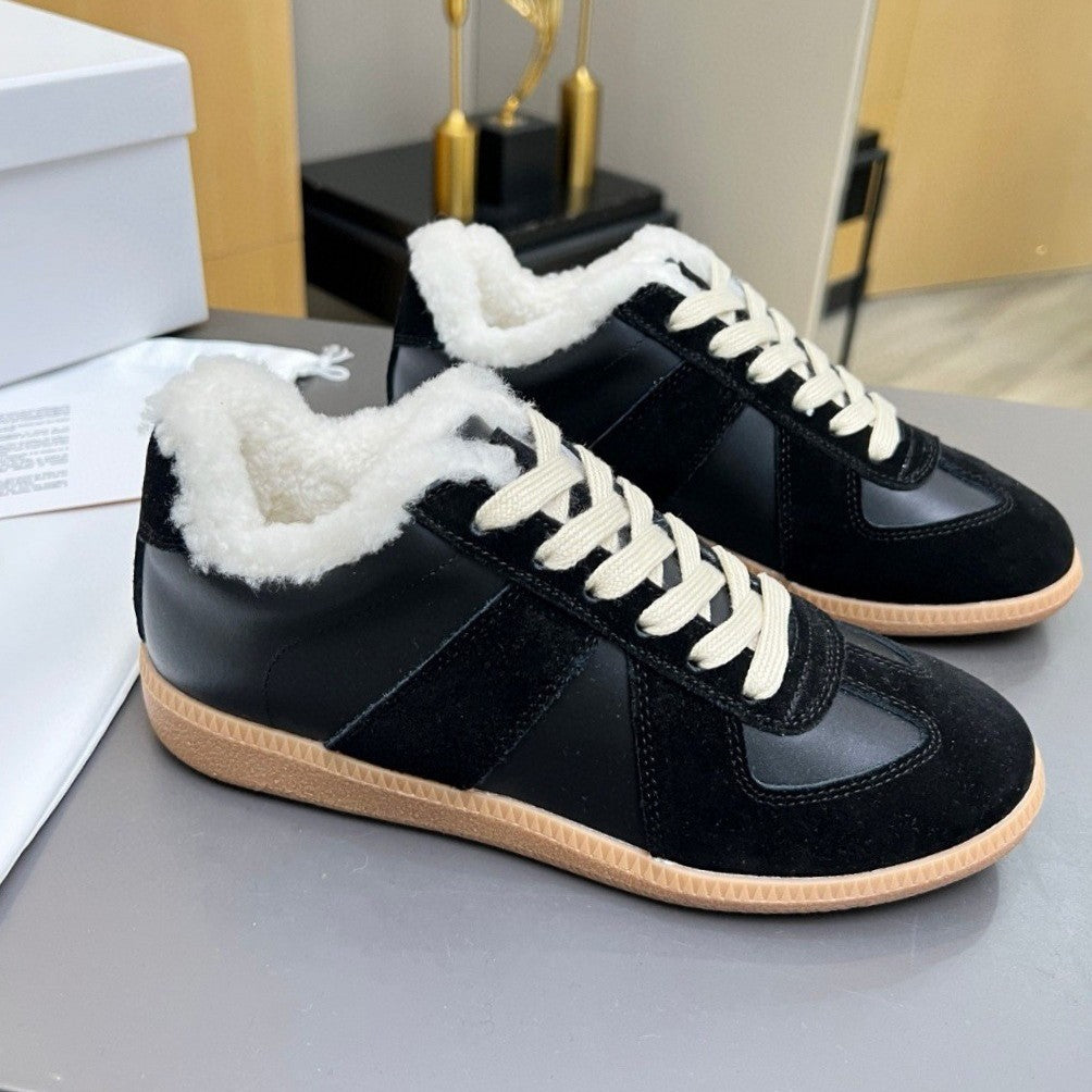 Women's Fleece-lined German Training Real Wool Lining Sports Casual Shoes