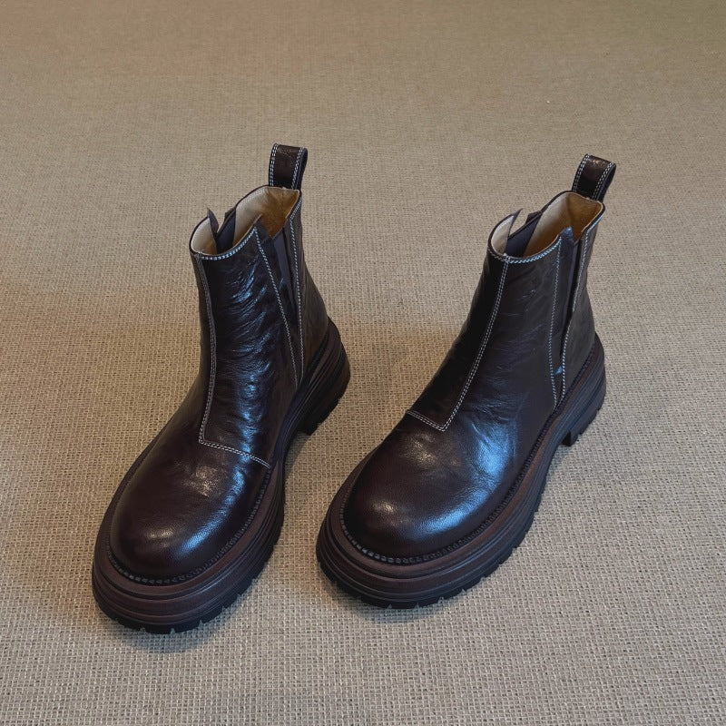 Women's Fan Retro British Style Chelsea Thick Bottom Knight Boots
