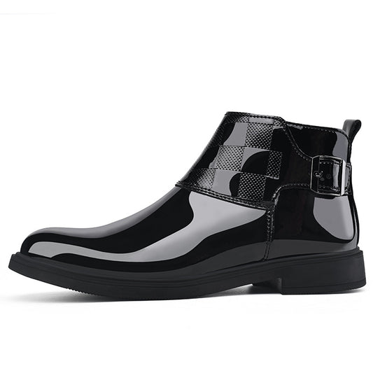 Men's Pointed Toe Business Formal Wear Mirror Men's Leather Boots