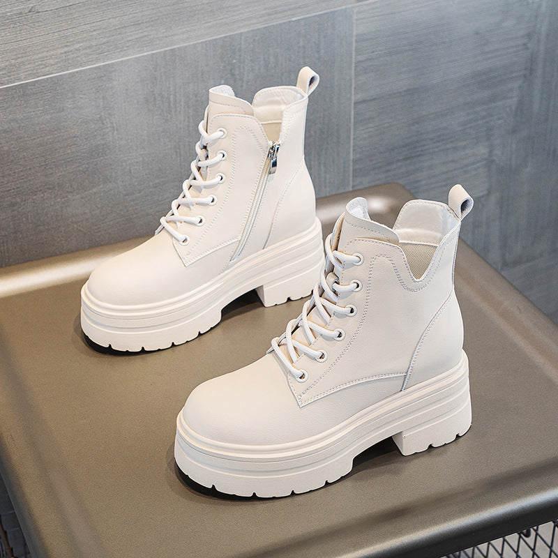 Women's Wedge Inner Height Increase Mid Short Fleece-lined Boots