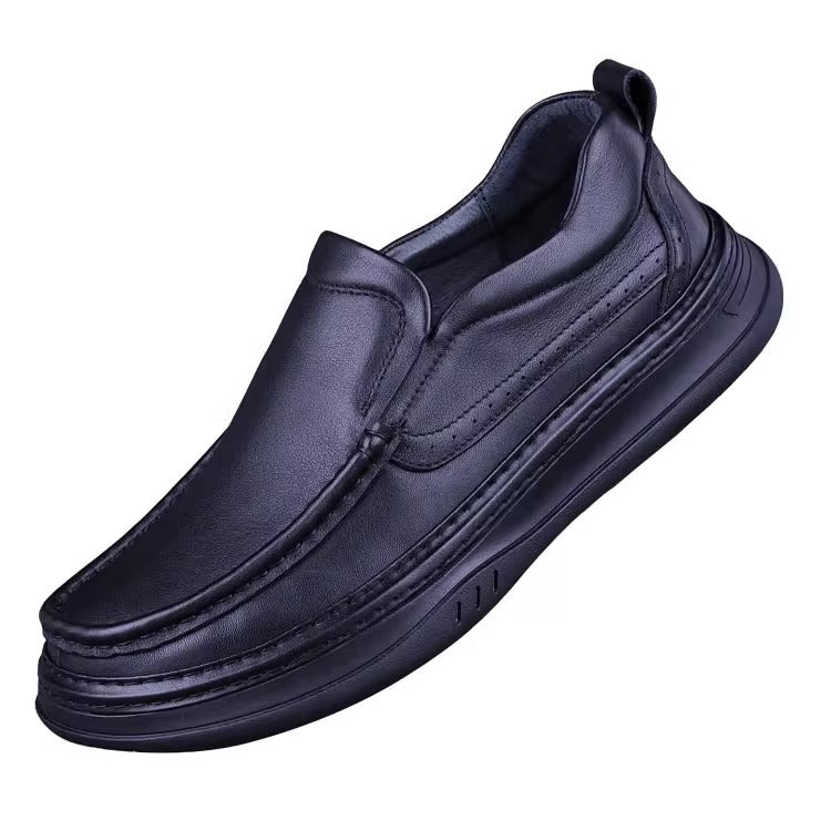 Men's First Layer Cowhide Solid Platform Loose Stitching Men's Casual Leather Shoes