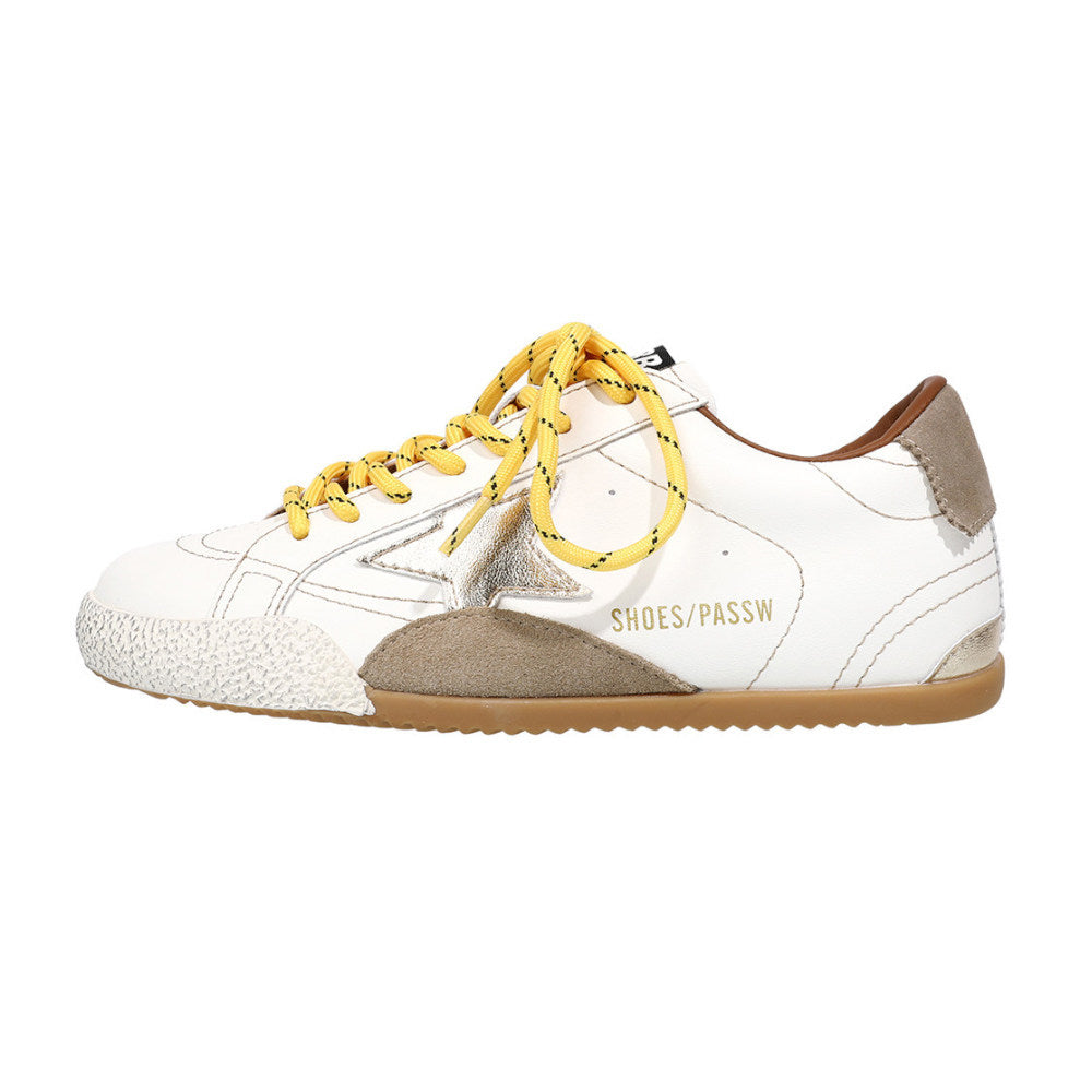 Women's Mom Thick Bottom Height Increasing Insole German Training White Argan Sneakers