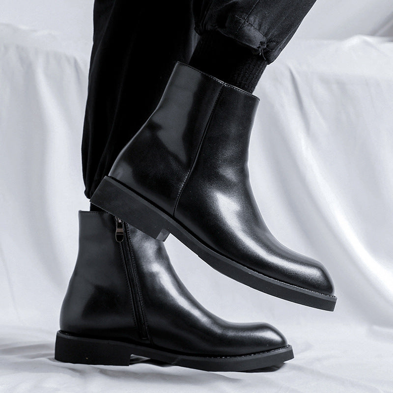 Men's Korean Style Square Toe British Chelsea Men's Martin Boots