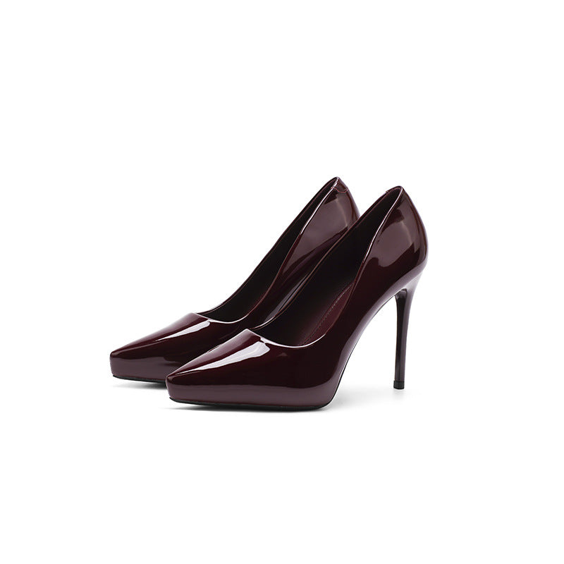 Women's Sexy Pointed Stiletto French Style Temperament Patent Women's Fashion Shoes