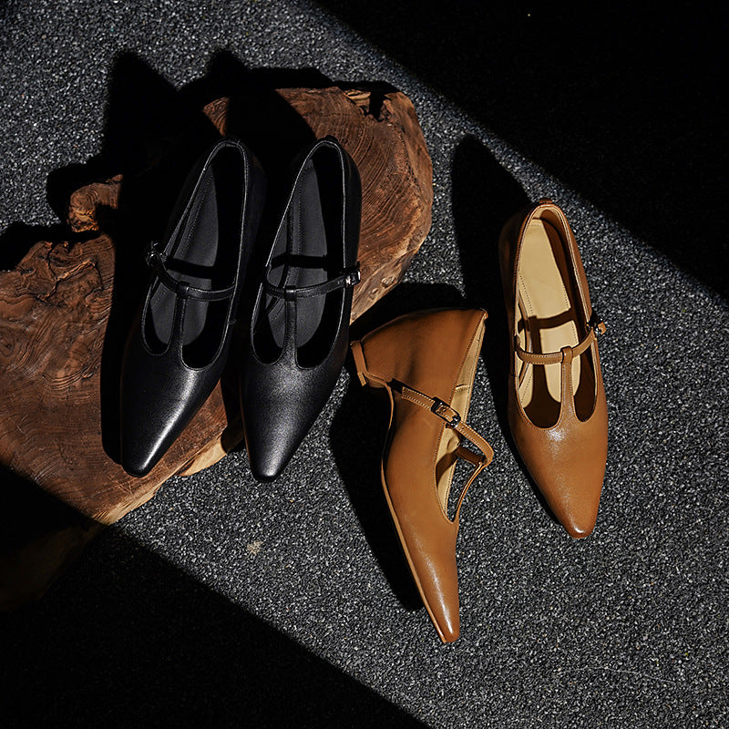Women's High-grade Spring Handmade Soft Sheepskin Shallow Mouth Pumps Men's Shoes