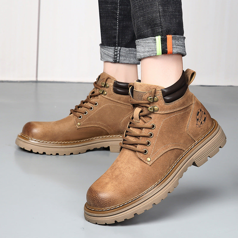 Women's & Men's Couple Genuine Worker British Style Ankle Boots