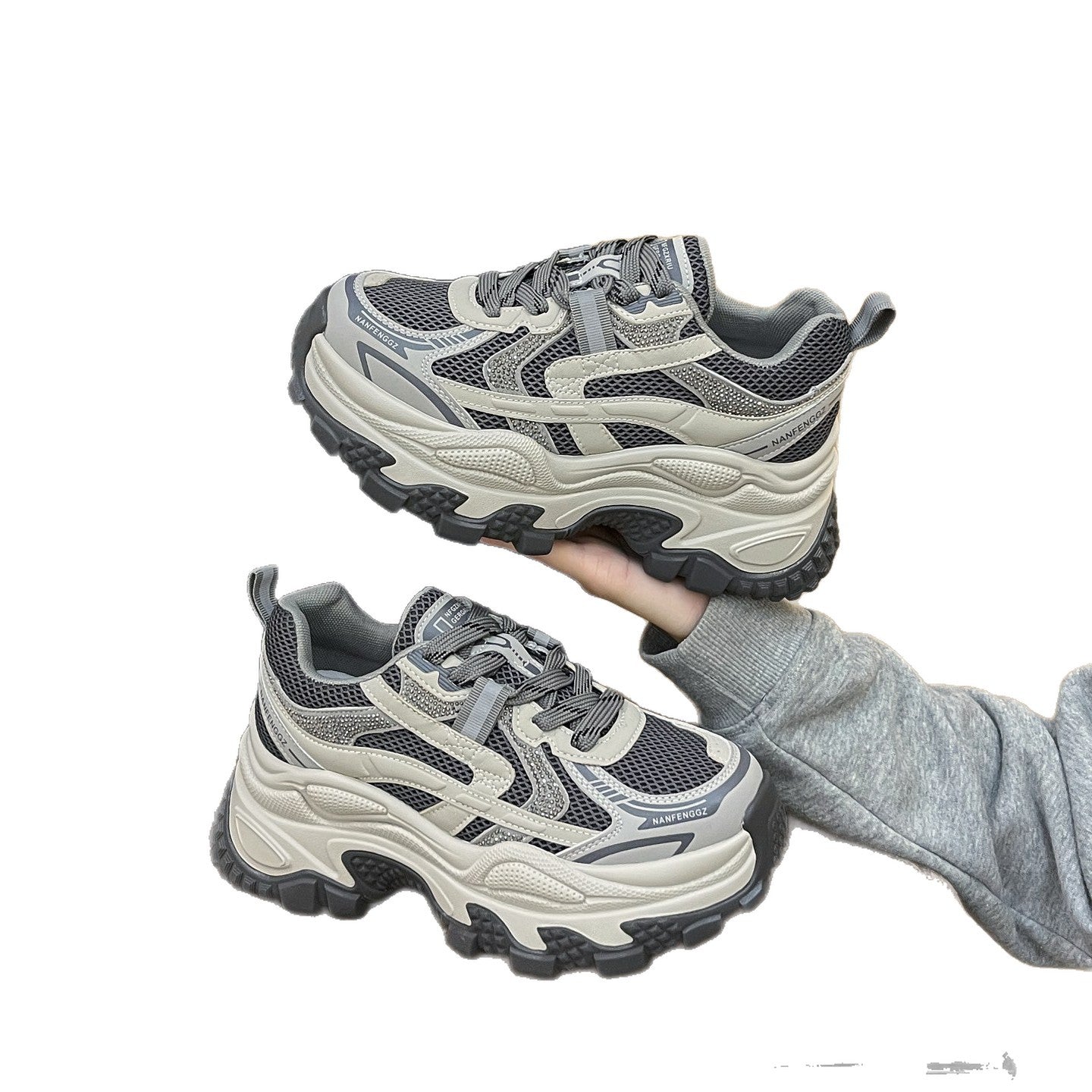 Women's Autumn Muffin Platform Dad Retro Mesh Increased Women's Sports Shoes