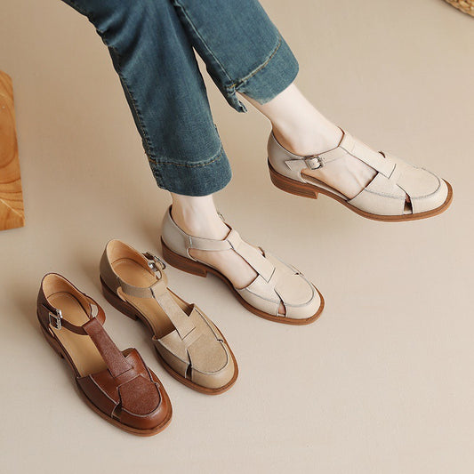 Women's Summer Chunky Low Fashion Closed Toe Flat Sandals