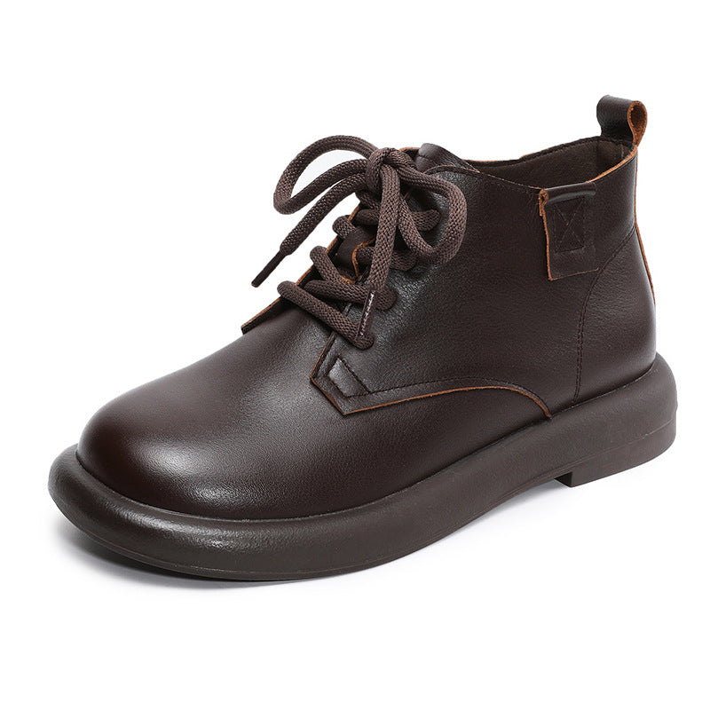 Women's Short Platform Martin Chunky Single Women's Leather Boots