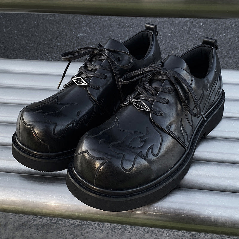 Men's High-grade Genuine Big Head Derby Foam Bottom Personality Embroidered Leisure Men's Casual Leather Shoes