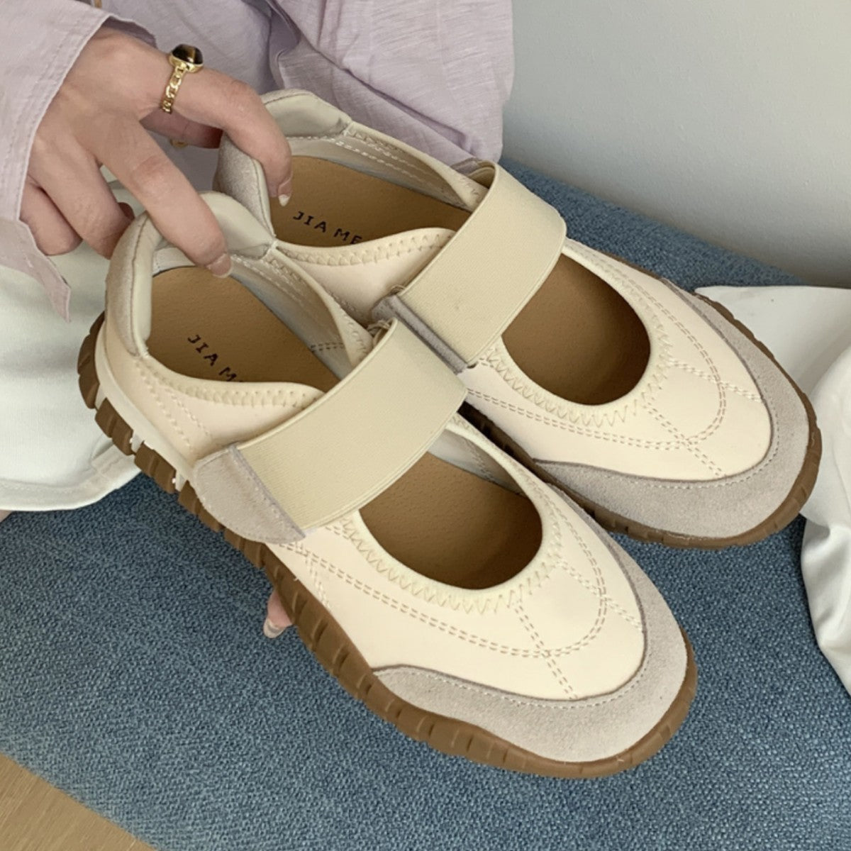 Women's Velcro Mary Jane Hollow German Training Thick-soled For Height Increasing Sneakers
