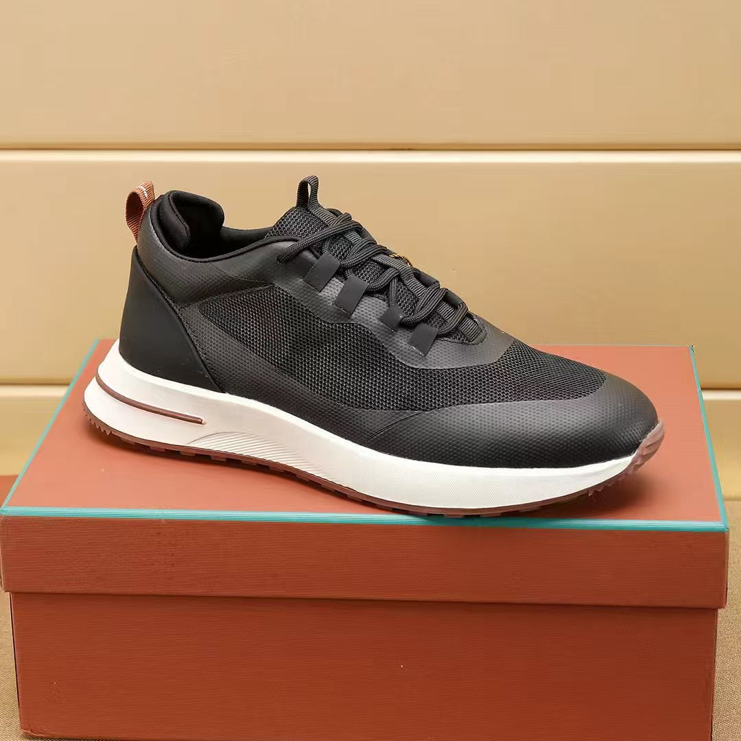 Men's Woven Breathable Cowhide Stitching Pumps Comfortable Men's Sports Shoes
