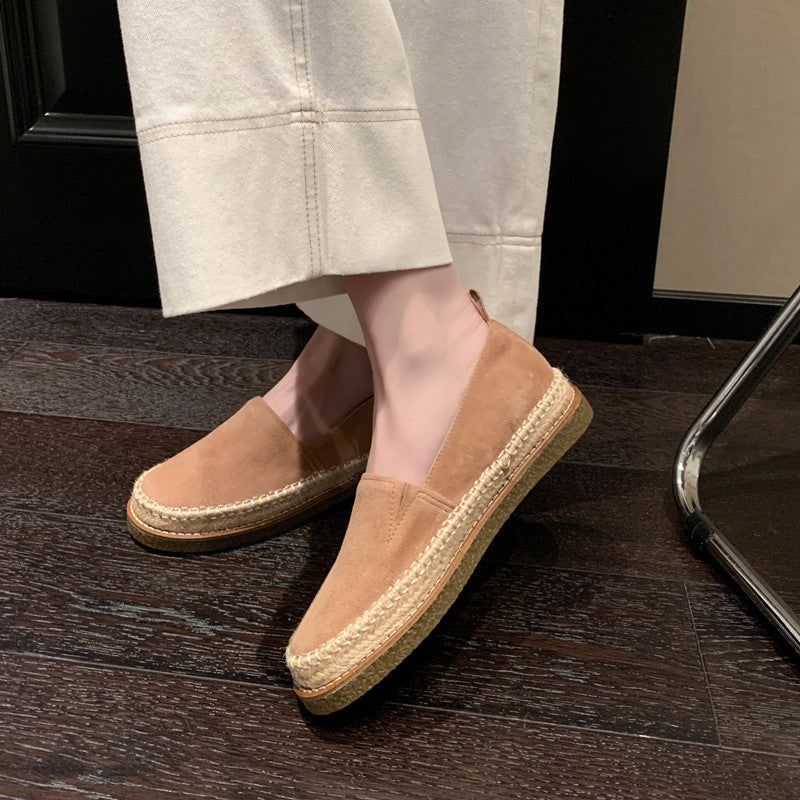 Women's Hemp Rope Flat Fisherman Leopard Print Loafers
