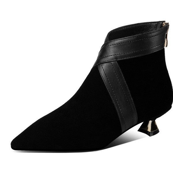 Booties Female Cat Graceful Fleece-lined Short Ankle Heels