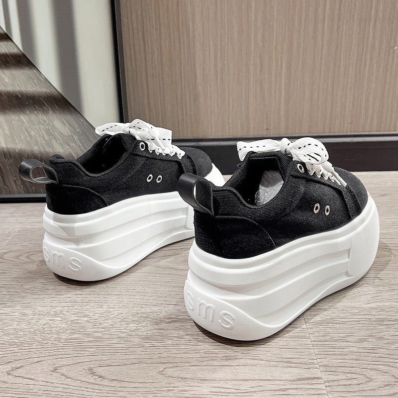 Women's Toe Bread Autumn Breathable Increased Sports Canvas Shoes