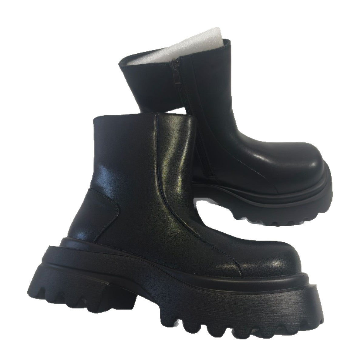 Men's British Winter Fleece-lined Genuine Black Chelsea Leather Shoes
