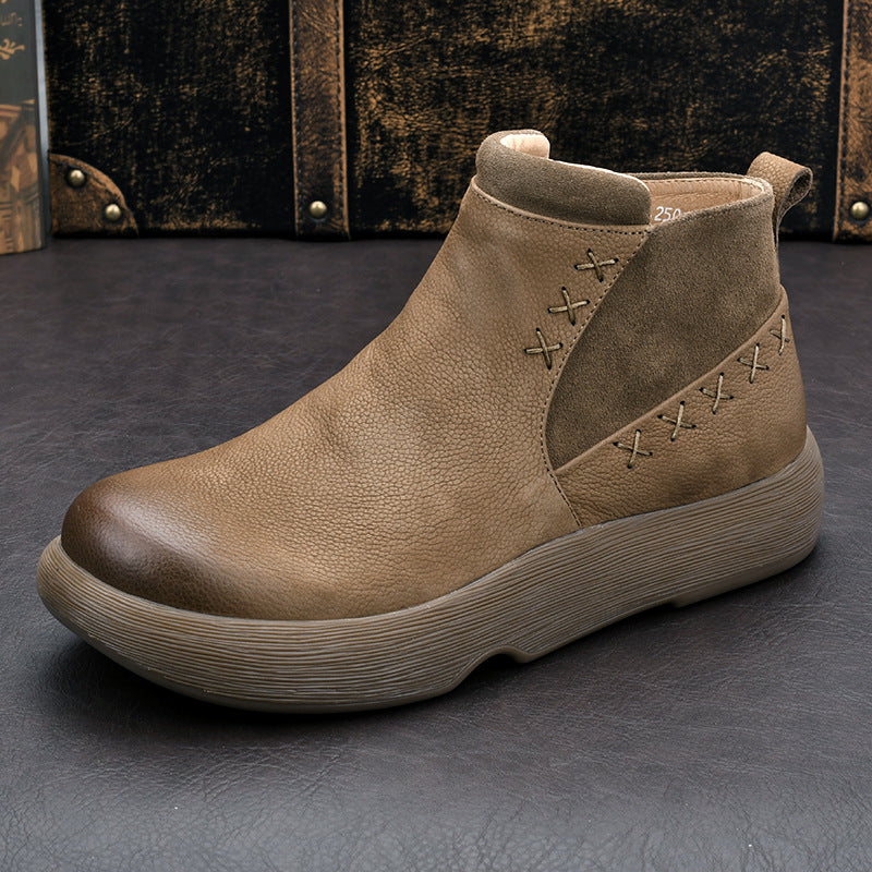 Men's Martin Winter Fleece-lined Chelsea Ankle Zipper Men's Leather Boots