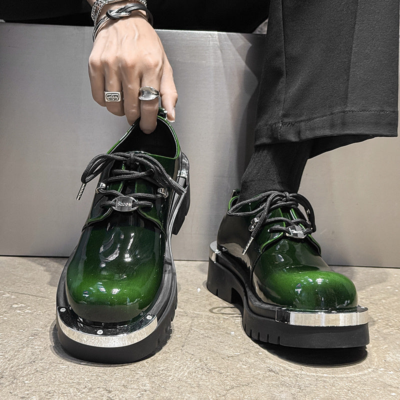 Men's Summer Fashion Formal Wear Khaki Blue Men's Casual Leather Shoes