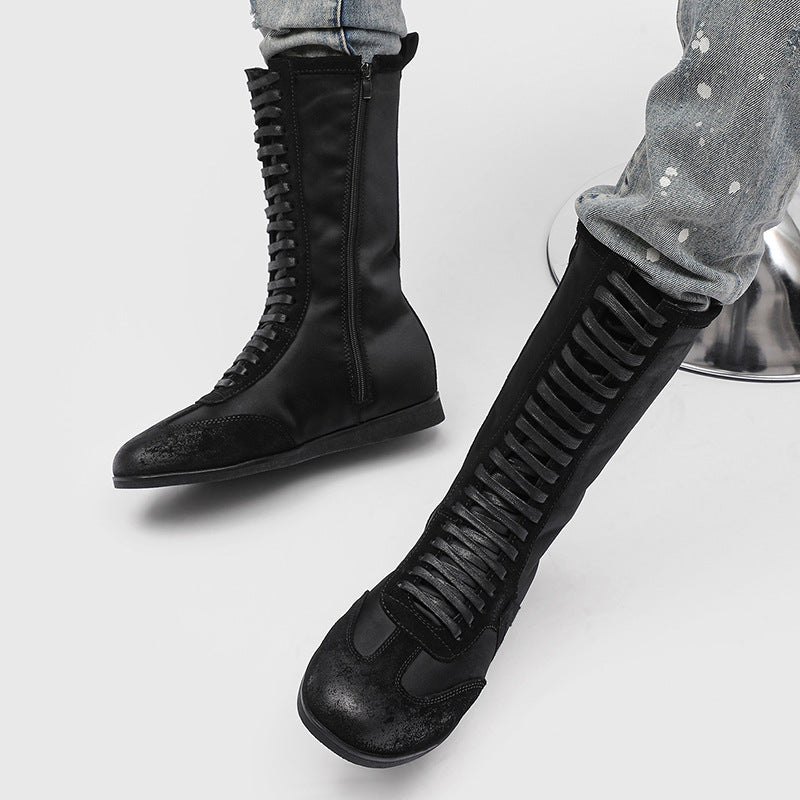 Men's Minimalist Boxing Military Tactical Cylinder White Men's Martin Boots