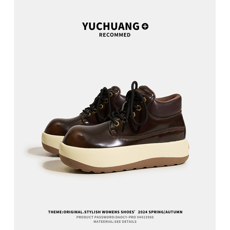 Women's Ugly Cute Big Head Martin For Autumn Women's Leather Boots