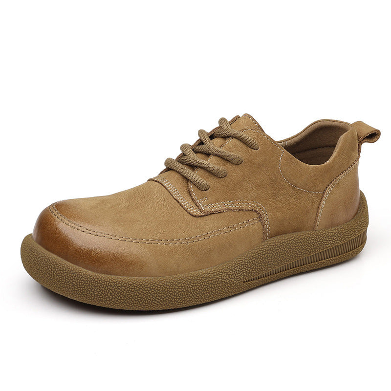 Men's Genuine Soft Bottom Retro Big Head Men's Casual Leather Shoes